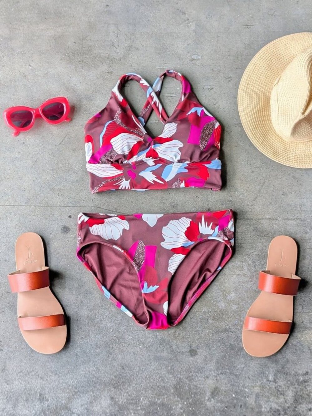 Athleta Plunge Bikini Top and Clean Full Bikini Bottom in Hero Bloom size XS/S